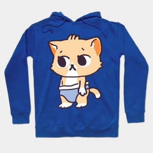 Orange Cat wearing Diaper Hoodie